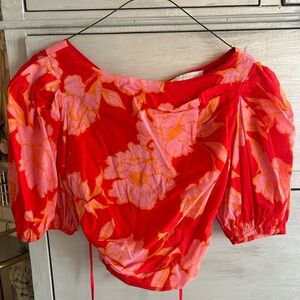 Olivaceous Floral Red and Pink Women's Top